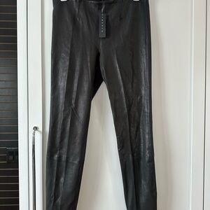 Theory Black Leather Slim Pants